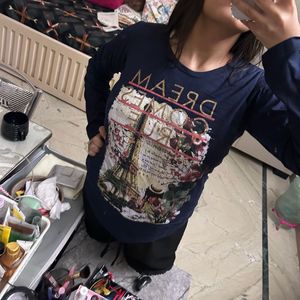 Long Sleeve Eiffel Tower Graphic Top