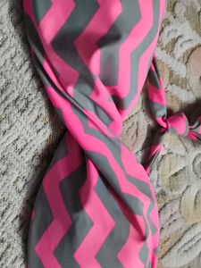 Pink &amp; Grey Chevron Bikini Top