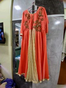 Elegant Peach Anarkali Gown