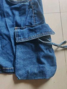 Denim Cargo Mini Skirt