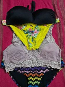 combo Of Four Bra N Panty Imported Fabric