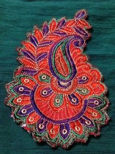 Multicoloured Embroidered Paisley Appliques (Pair)