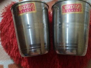 Akash Stainless Steel Glasses (Set of 2)