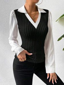 savana newme black academia collar shirt top