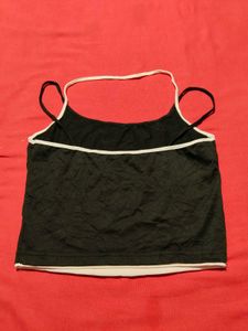 Black &amp; White Spaghetti Strap Crop Top