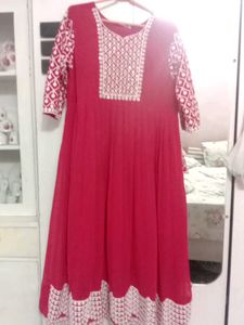 Beautiful Red gown Set with Mirror Work