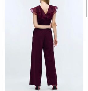 Elegant Burgundy Ruffle Jumpsuit