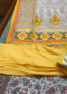 pakistani style embroidered  Yellow Salwar suit