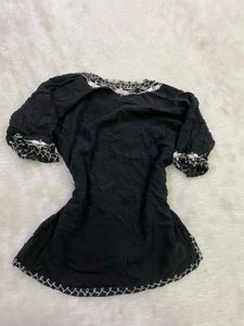 Black Embroidered Boho Kurta