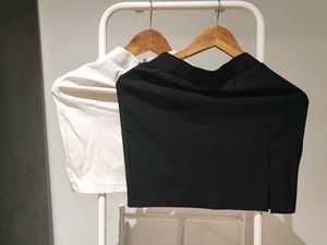 Bundle - Black & White Bonkers Split Mini Skirt