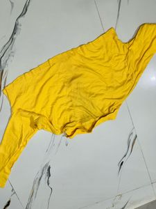 Vibrant Yellow Cropped Polo Shirt