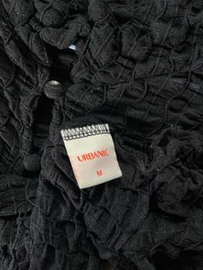 Sheer Textured Button-Up Blouse with no defects