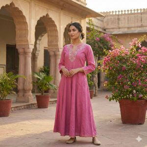 Pink Embroidered Cotton Kurta 💗