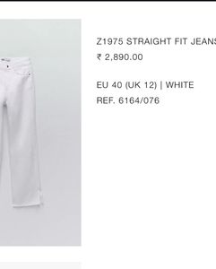 ZARA Stylish White Denim Jeans