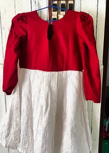maroon &amp; White Party Dress-Ajio