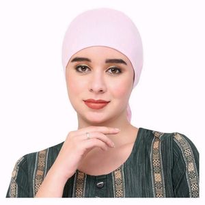 Women's Cotton Solid Underscarf Black Cap Hijab 3