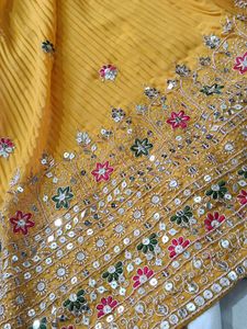 Mustard Yellow Embroidered suit with palazzo
