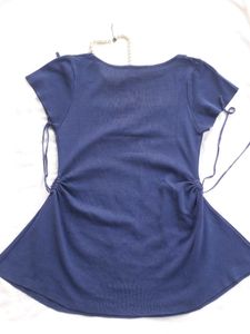 Chic Navy Blue Ruched Top
