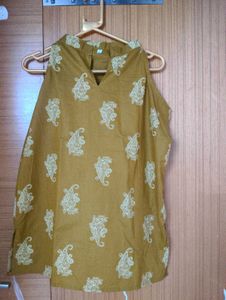 Mustard Paisley Print Kurta