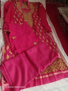 Stunning Pink Kurta with Gold Embroidery