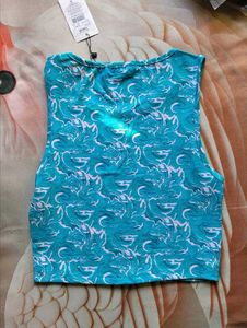 Blue &amp; White Swirl Print Tank Top