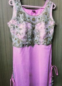 Pink Embellished heavy dress with sleeves for atta