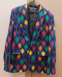 Vibrant Geometric Print Stylish Blazer