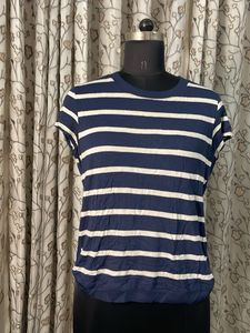 Navy Blue &amp; White Striped T-Shirt