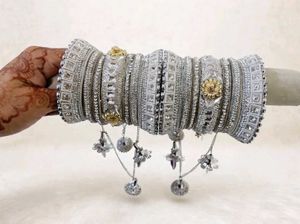 Exquisite Silver Bangles with Charms