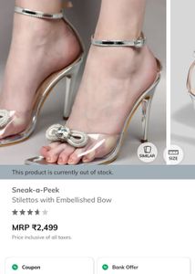Silver Heels with Bow Detail