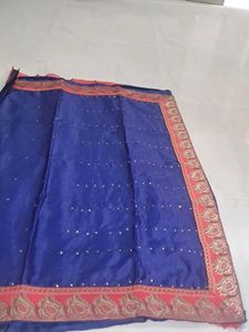 Royal Blue Saree with Red Border