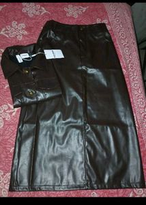 Savana Chic Faux Leather Midi Skirt