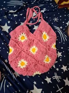 Crochet Daisy Tote Bag