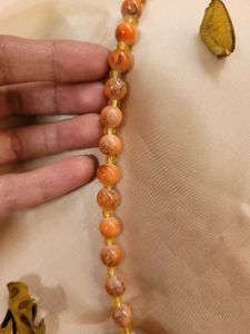 Beaded Peach Pendant Necklace
