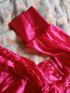 Off-Shoulder Pink Satin Top