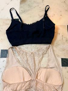 Lace Trim Bralettes - Pack of 2