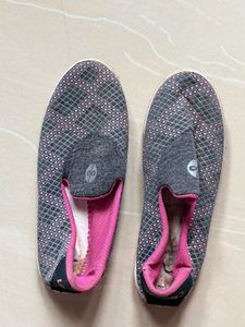 Grey & Pink Slip-on Shoes