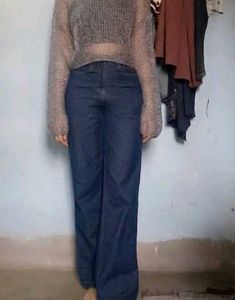 High-Waisted Wide Leg Denim Jeans