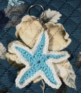 Handmade Crochet Starfish Keychain