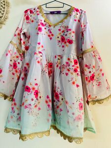 Bell sleeves Floral Sharara Set with short kurti