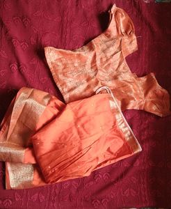 Orange Pattu Langa.with Paranda