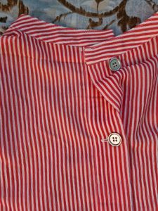 Red Striped Button-Up Shirt