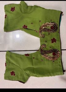 Lime Green Embroidered Saree