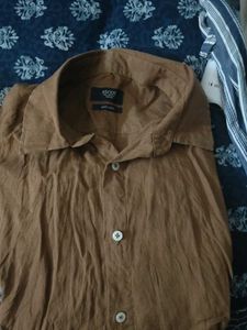 men and women Brown Linen Shirt