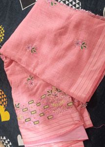 Elegant Pink Embroidered Saree
