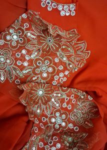 Pakistani Orange Embellished Kurta Set
