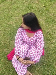 Pink Block Print farshi salwar suit set