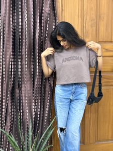 Grey "ARIZONA" Cropped T-Shirt
