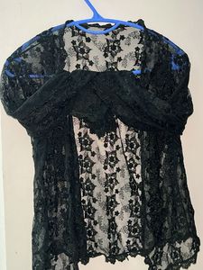 Elegant Black Lace Kimono