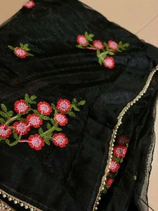 Elegant Black Floral Saree